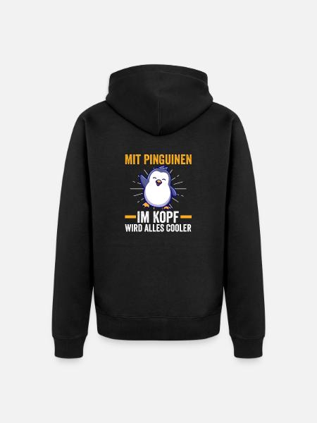 Cute Penguin - Unisex Premium Organic Zip Hoodie - black