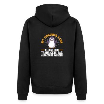 Süße Pinguin - Unisex Premium Bio Zip Hoodie - Schwarz - Hinten - Nico (187cm)