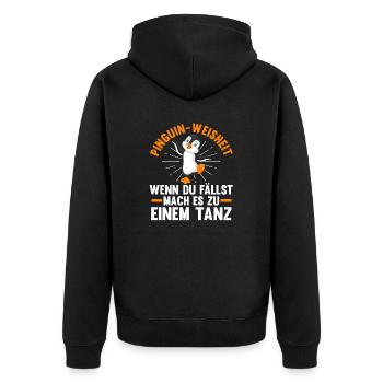 Süße Pinguin - Unisex Premium Bio Zip Hoodie - Schwarz - Hinten - Nico (187cm)
