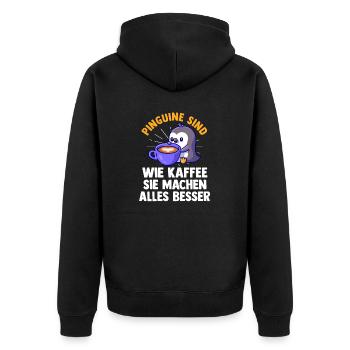 Süße Pinguin - Unisex Premium Bio Zip Hoodie - Schwarz - Hinten - Nico (187cm)
