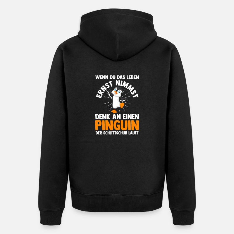 Pingouin de café - Veste à capuche bio Premium Unisexe - noir