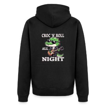 Krokodil Gitarren-Musikliebhaber - Unisex Premium Bio Zip Hoodie - Schwarz - Hinten - Nico (187cm)