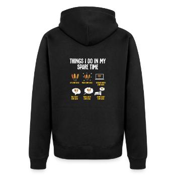Corn Dog Corndog - Unisex Premium Organic Zip Hoodie - black - Back - Nico (187cm)