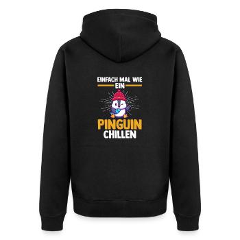 Cute Penguin - Unisex Premium Organic Zip Hoodie - black - Back - Nico (187cm)