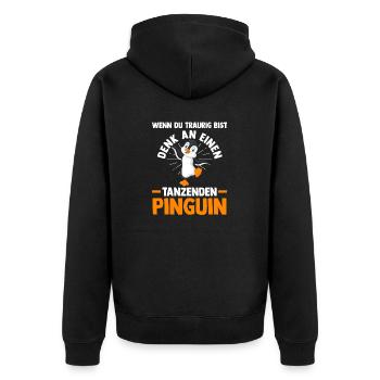 Süße Pinguin - Unisex Premium Bio Zip Hoodie - Schwarz - Hinten - Nico (187cm)