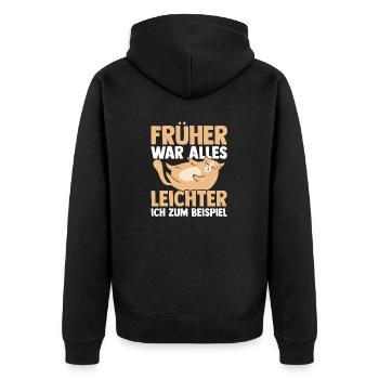 Everything used to be easier cat funny sayings - Unisex Premium Organic Zip Hoodie - black - Back - Nico (187cm)