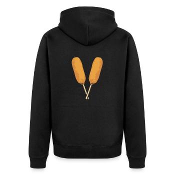 Corn Dog Corndog - Unisex Premium Organic Zip Hoodie - black - Back - Nico (187cm)