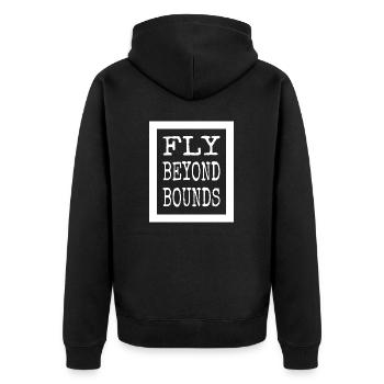creativity fun artistic imagination happy - Unisex Premium Bio Zip Hoodie - Schwarz - Hinten - Nico (187cm)