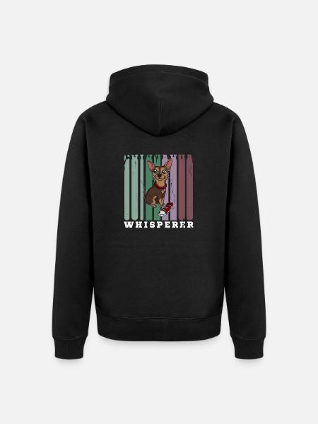 Whisperer Chihuahua Dog - Unisex Premium Organic Zip Hoodie - black