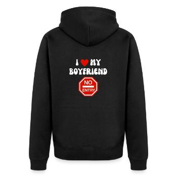 I Love My Boyfriend No Entry - Funny Gift Design - Unisex Premium Organic Zip Hoodie - black - Back - Nico (187cm)