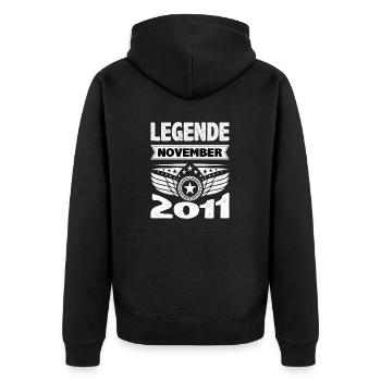November 2011 Legend for 12 years man woman - Unisex Premium Organic Zip Hoodie - black - Back - Nico (187cm)