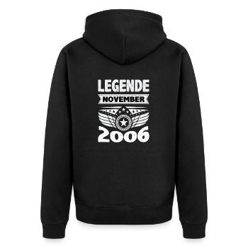 November 2006 Legend for 17 years man woman - Unisex Premium Organic Zip Hoodie - black - Back - Nico (187cm)