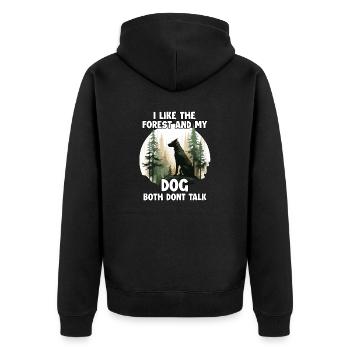 Wald Liebhaber und Hundehalter T für Hiking - Unisex Premium Bio Zip Hoodie - Schwarz - Hinten - Nico (187cm)