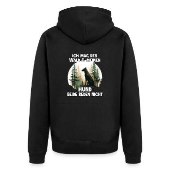 Lustiges Hundehalter Outfit für Wanderungen und - Unisex Premium Bio Zip Hoodie - Schwarz - Hinten - Nico (187cm)