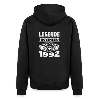 November 1992 Legend for 31 years man woman - Unisex Premium Organic Zip Hoodie - black - Back - Nico (187cm)