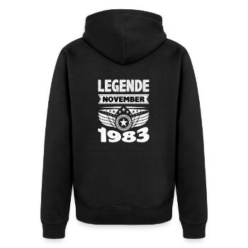 Novembre 1983 Légende depuis 40 ans homme femme - Veste à capuche bio Premium Unisexe - noir - Dos - Nico (187cm)