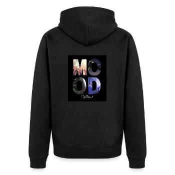 Wallstreet Mood - Börsen Mood - Unisex Premium Bio Zip Hoodie - Schwarz - Hinten - Nico (187cm)