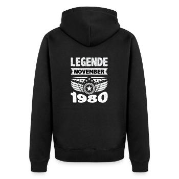 Novembre 1980 Légende depuis 43 ans homme femme - Veste à capuche bio Premium Unisexe - noir - Dos - Nico (187cm)