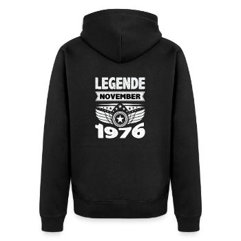 November 1976 Legende seit 47 Jahren Mann Frau - Unisex Premium Bio Zip Hoodie - Schwarz - Hinten - Nico (187cm)