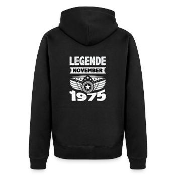 November 1975 Legende seit 48 Jahren Mann Frau - Unisex Premium Bio Zip Hoodie - Schwarz - Hinten - Nico (187cm)