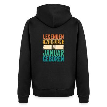 Les légendes sont nées en janvier - Veste à capuche bio Premium Unisexe - noir - Dos - Nico (187cm)