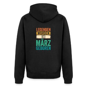 Les légendes sont nées en mars - Veste à capuche bio Premium Unisexe - noir - Dos - Nico (187cm)
