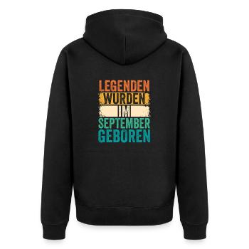 Les légendes sont nées en septembre - Veste à capuche bio Premium Unisexe - noir - Dos - Nico (187cm)
