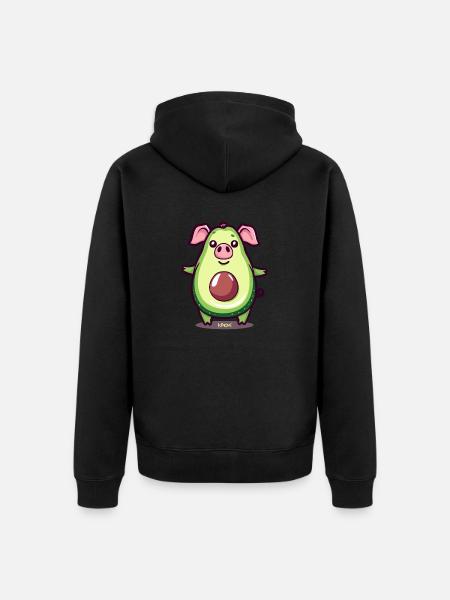 Pigocado, the avocado pig - Unisex Premium Organic Zip Hoodie - black