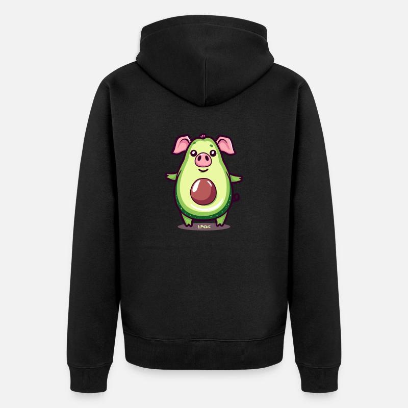 Pigocado, le cochon avocat - Veste à capuche bio Premium Unisexe - noir