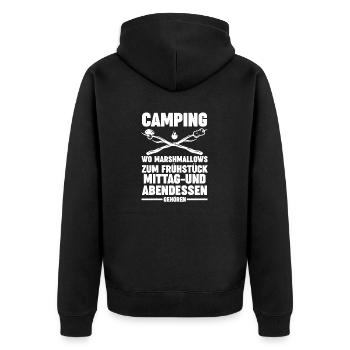 Camper Wohnwagen Wohnmobil Campen Camping - Unisex Premium Bio Zip Hoodie - Schwarz - Hinten - Nico (187cm)