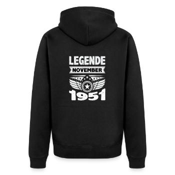 Novembre 1951 Légende depuis 72 ans homme femme - Veste à capuche bio Premium Unisexe - noir - Dos - Nico (187cm)