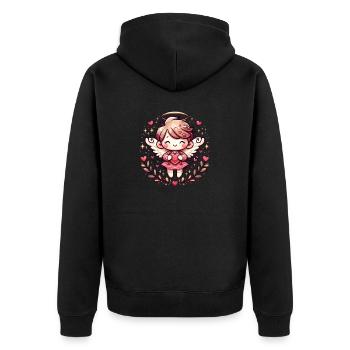 Ange de la Saint-Valentin, Ange de la Saint-Valentin - Veste à capuche bio Premium Unisexe - noir - Dos - Nico (187cm)