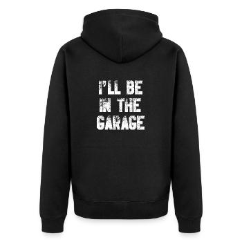 Je serai dans le garage Papa mécanicien de voiture drôle - Veste à capuche bio Premium Unisexe - noir - Dos - Nico (187cm)