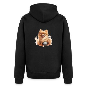 Süßes Zwergsitz Pomeranian T Hundehalter Gassi - Unisex Premium Bio Zip Hoodie - Schwarz - Hinten - Nico (187cm)