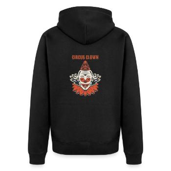 Circus Clown Funny Scary Creep Jester Spooky Joker - Unisex Premium Bio Zip Hoodie - Schwarz - Hinten - Nico (187cm)
