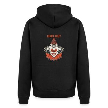 Circus Clown Funny Scary Creep Jester Spooky Joker - Unisex Premium Bio Zip Hoodie - Schwarz - Hinten - Nico (187cm)