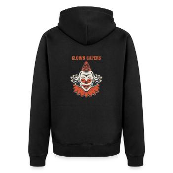 Circus Clown Funny Scary Creep Jester Spooky Joker - Unisex Premium Bio Zip Hoodie - Schwarz - Hinten - Nico (187cm)