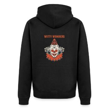 Circus Clown Funny Scary Creep Jester Spooky Joker - Unisex Premium Organic Zip Hoodie - black - Back - Nico (187cm)