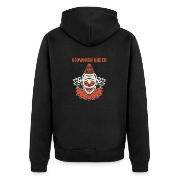 Circus Clown Funny Scary Creep Jester Spooky Joker - Unisex Premium Bio Zip Hoodie - Schwarz - Hinten - Nico (187cm)