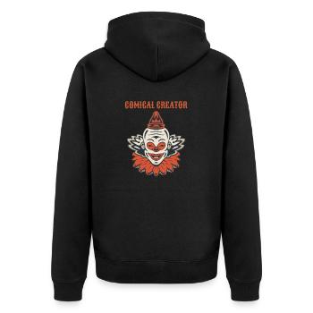Circus Clown Funny Scary Creep Jester Spooky Joker - Unisex Premium Organic Zip Hoodie - black - Back - Nico (187cm)