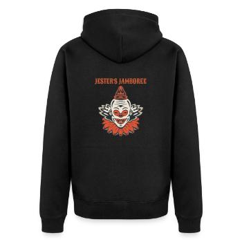 Circus Clown Funny Scary Creep Jester Spooky Joker - Unisex Premium Bio Zip Hoodie - Schwarz - Hinten - Nico (187cm)