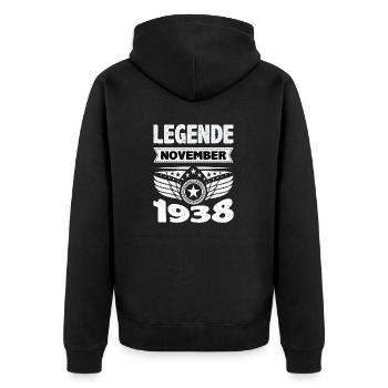 November 1938 Legende seit 85 Jahren Mann Frau - Unisex Premium Bio Zip Hoodie - Schwarz - Hinten - Nico (187cm)