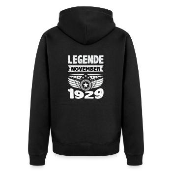 Novembre 1929 Légende depuis 94 ans homme femme - Veste à capuche bio Premium Unisexe - noir - Dos - Nico (187cm)