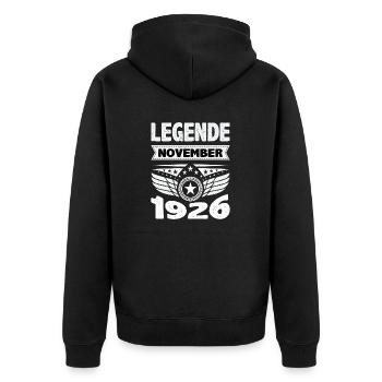 November 1926 Legend for 97 years Man Woman - Unisex Premium Organic Zip Hoodie - black - Back - Nico (187cm)