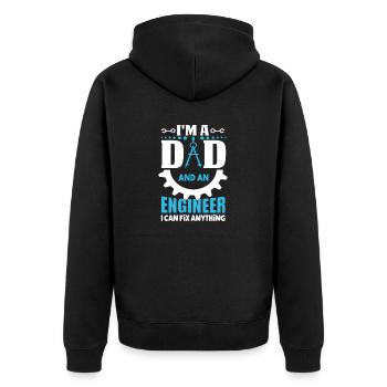 Dad and Engineer - Unisex Premium Bio Zip Hoodie - Schwarz - Hinten - Nico (187cm)