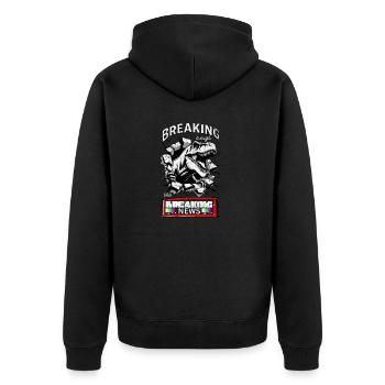 The Ultimate Newsbreaker - Unisex Premium Organic Zip Hoodie - black - Back - Nico (187cm)