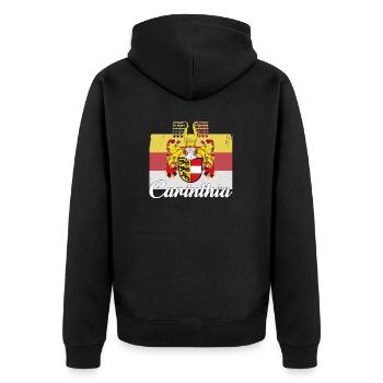 Carinthia Austria Flag Coat of Arms Mountains - Unisex Premium Organic Zip Hoodie - black - Back - Nico (187cm)