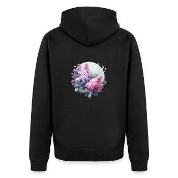 Lilac drawn - Unisex Premium Organic Zip Hoodie - black - Back - Nico (187cm)