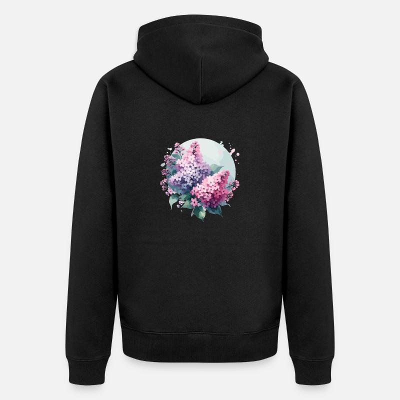 Lilas dessiné - Veste à capuche bio Premium Unisexe - noir