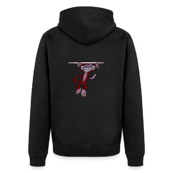 Grinse Affe - Unisex Premium Bio Zip Hoodie - Schwarz - Hinten - Nico (187cm)